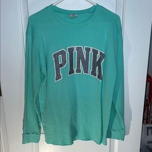 PINK Victoria's Secret Green Long Sleeve Tee